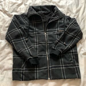 Black plaid zipper jacket